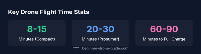 Infographic showing typical drone flight times and charging times