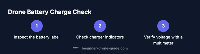 Process infographic showing three steps to verify drone battery charge