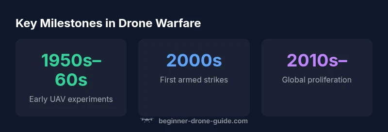 Timeline infographic of drone warfare milestones