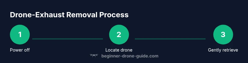 Step-by-step infographic showing safe drone removal from car exhaust