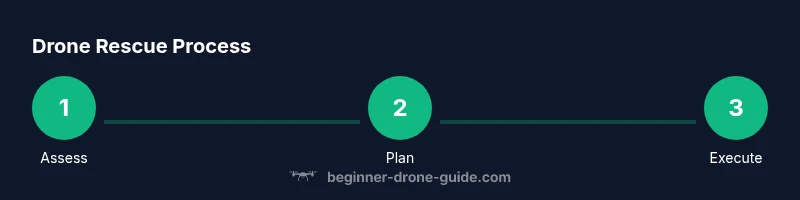 Process diagram showing drone retrieval from a tree