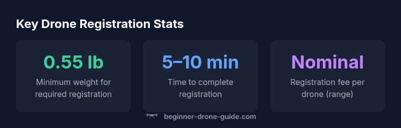 Statistical infographic on drone registration thresholds and steps