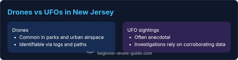 Comparison infographic showing drones vs UFO sightings in New Jersey