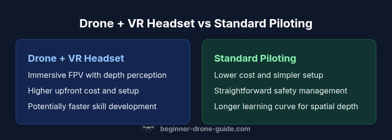 Comparison infographic of VR FPV vs standard piloting for drones