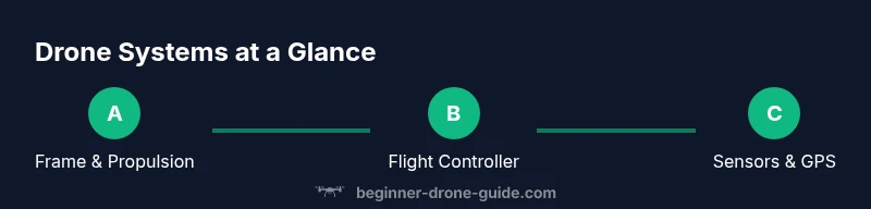Tailwind infographic showing drone systems: frame, flight controller, sensors