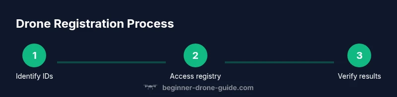 Process infographic showing steps to check drone registration