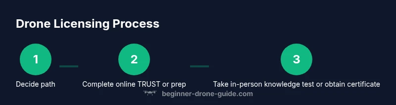 Infographic showing three steps to drone licensing