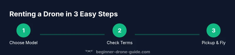 Process flow showing how to rent a drone in three steps