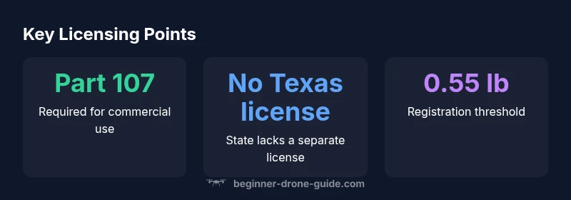 Infographic showing licensing points for Texas drone pilots