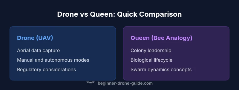 Comparison infographic showing Drone (UAV) vs Queen (Bee)